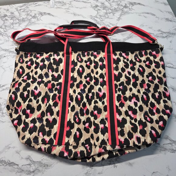 Victoria's Secret Hop Pink Black Tan Animal Print Weekend Duffle Bag - Picture 4 of 8